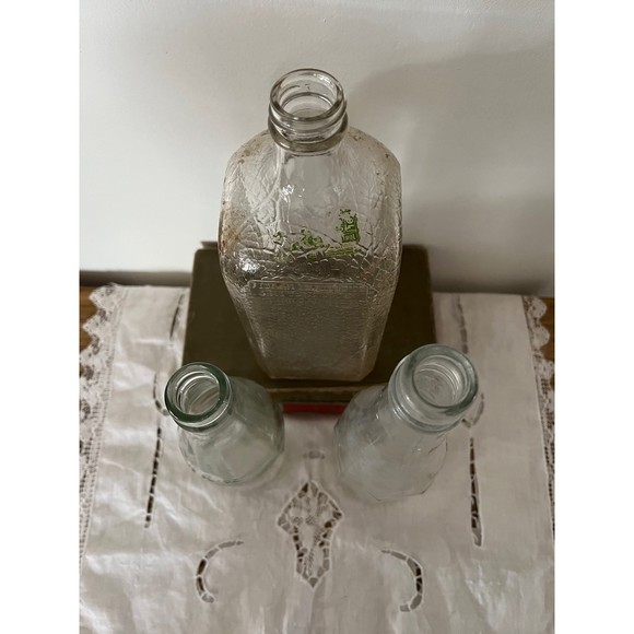 Vintage Clear Glass Liquor Apothecary soda Decanter bottles Set of 3 - Picture 2 of 11